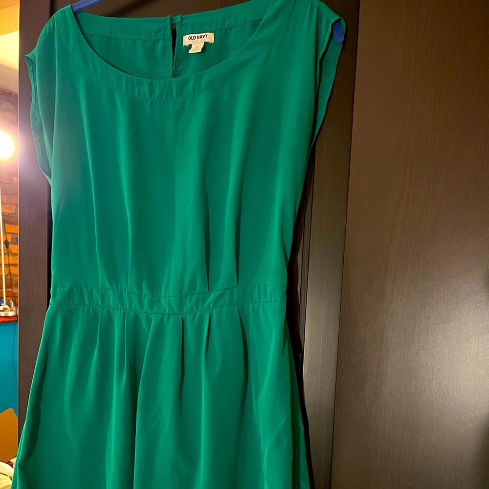 Old Navy size small green dress with elastic waistband.